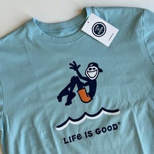 Life Is‎ Good Blue Jake Swim Cannonball Casual Fun Lake Tshirt Mens Size Small